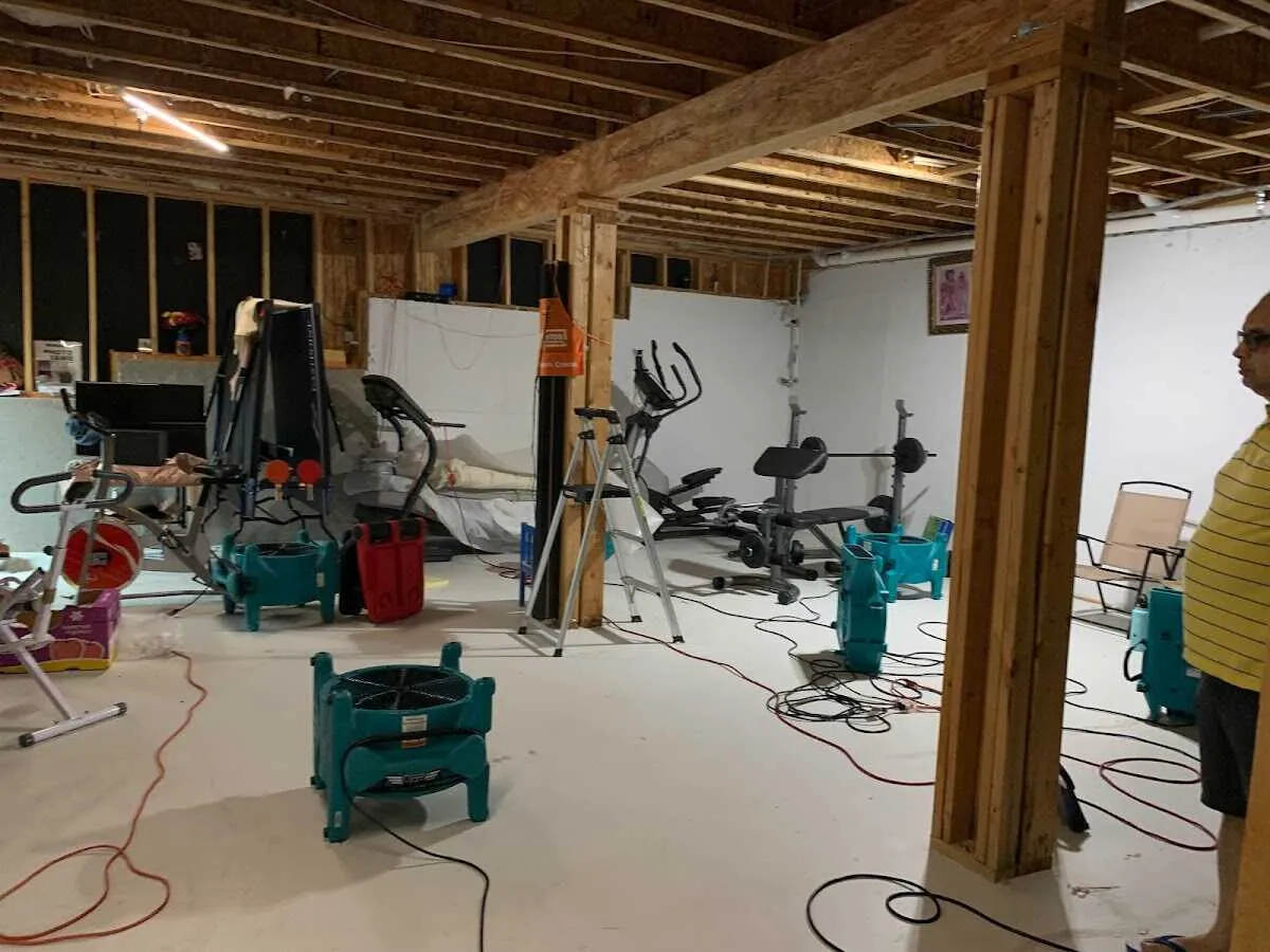 Basement drying equipment setup for Structural Drying in Grove City