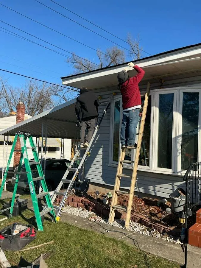 Restoration crew performing exterior repair in Grove City